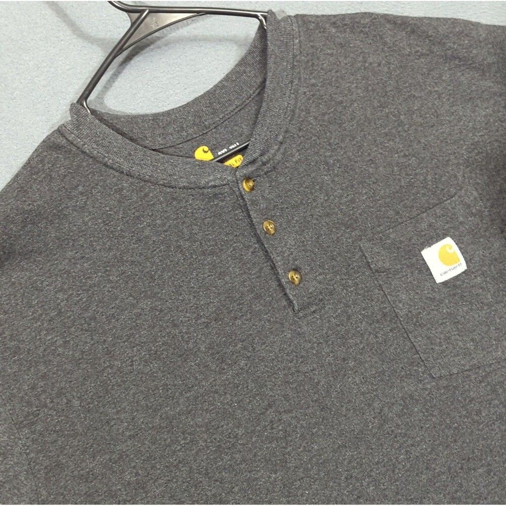 Carhartt Shirt Men's 2XL Tall Gray Henley Short Sleeve Henley Tee